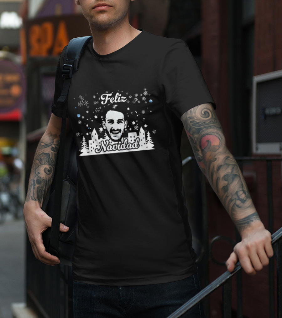 Feliz Navidad Pol Valentin Xmas Christmas Snowflakes Urban Scene T-Shirt