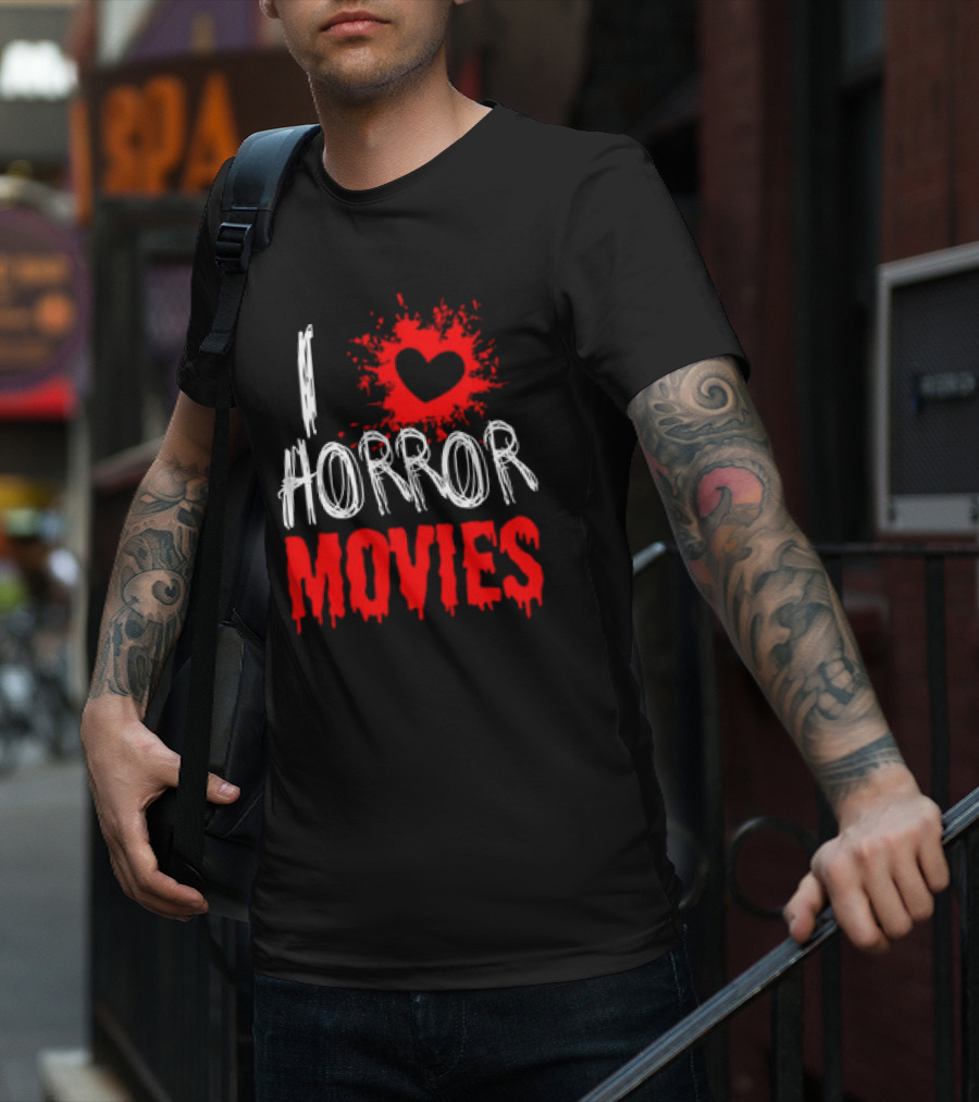 I Heart Horror Movies With Red Splatter T-Shirt