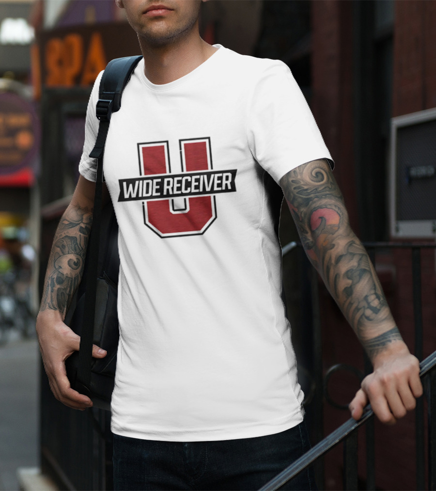 Wide Receiver U Football Inspired Logo Red And Black T-Shirt