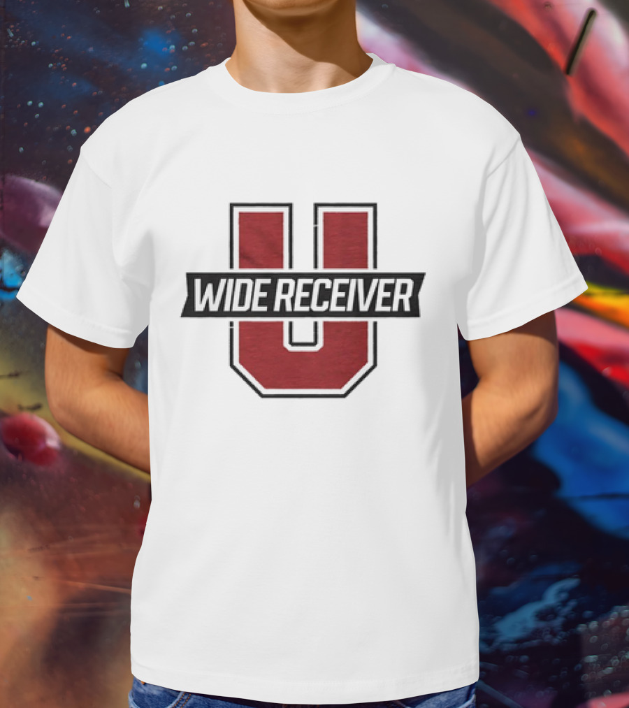 Wide Receiver U Football Inspired Logo Red And Black T-Shirt