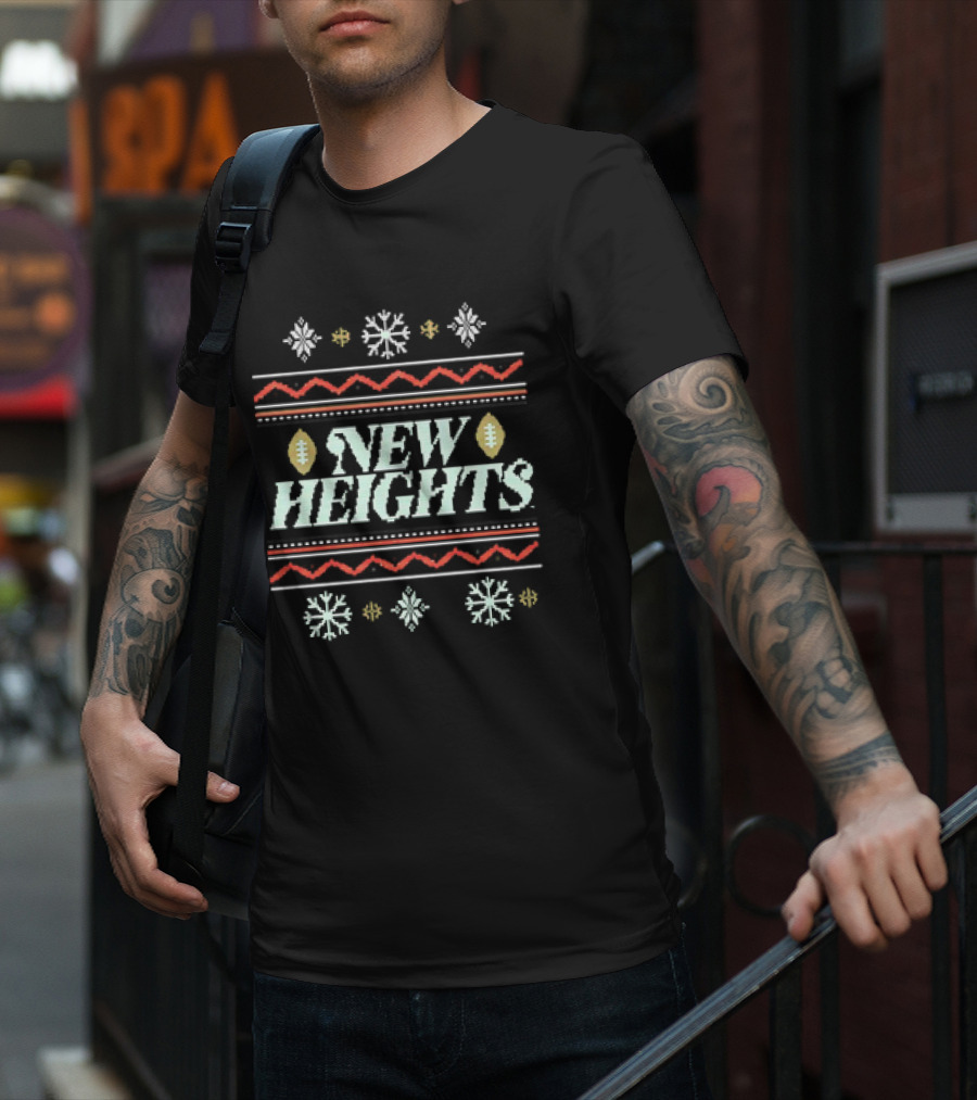 New Heights Football Snowflake Christmas Holiday T-Shirt
