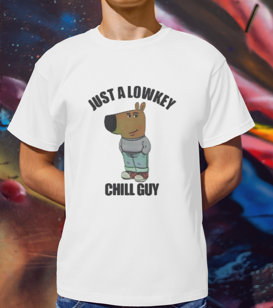Just A Lowkey Chill Guy Retro Cartoon Style Character T-Shirt