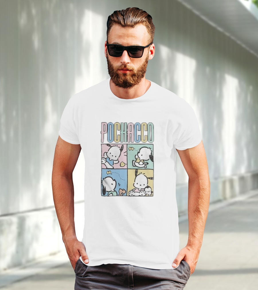POCHACCO Pastel Grid Cute Comics Panel Series T-Shirt