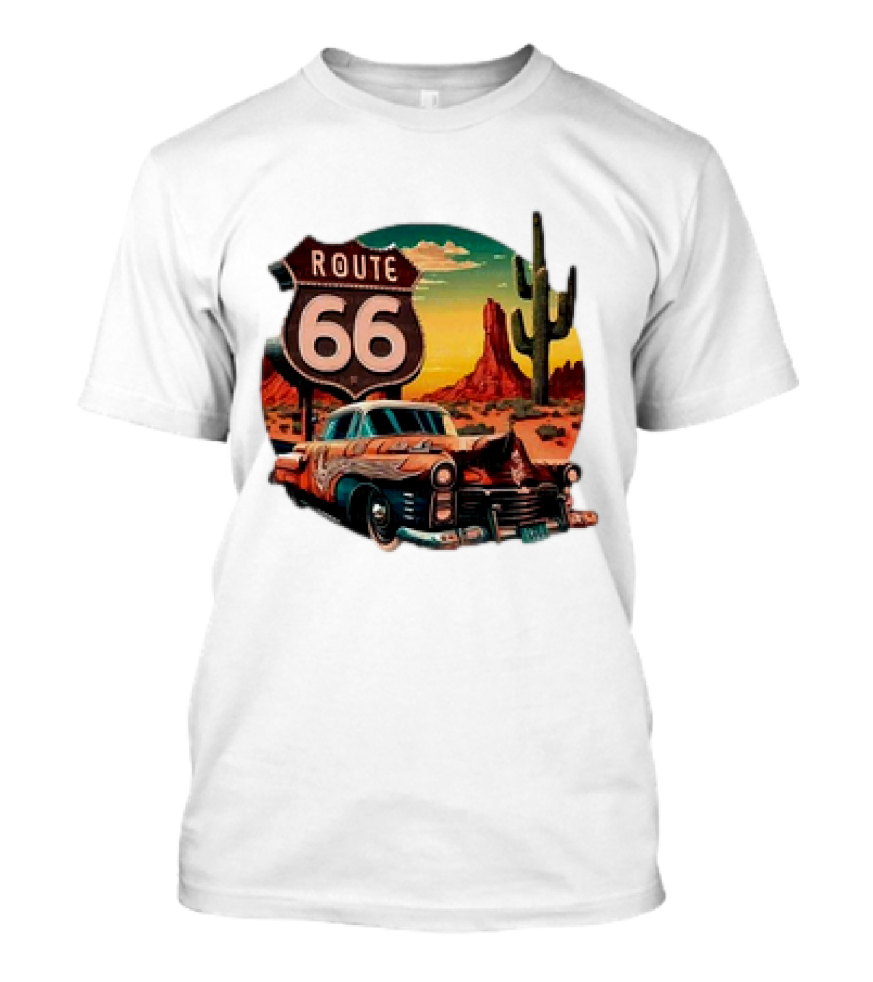 Route 66 Classic Car Desert Scene T-Shirt