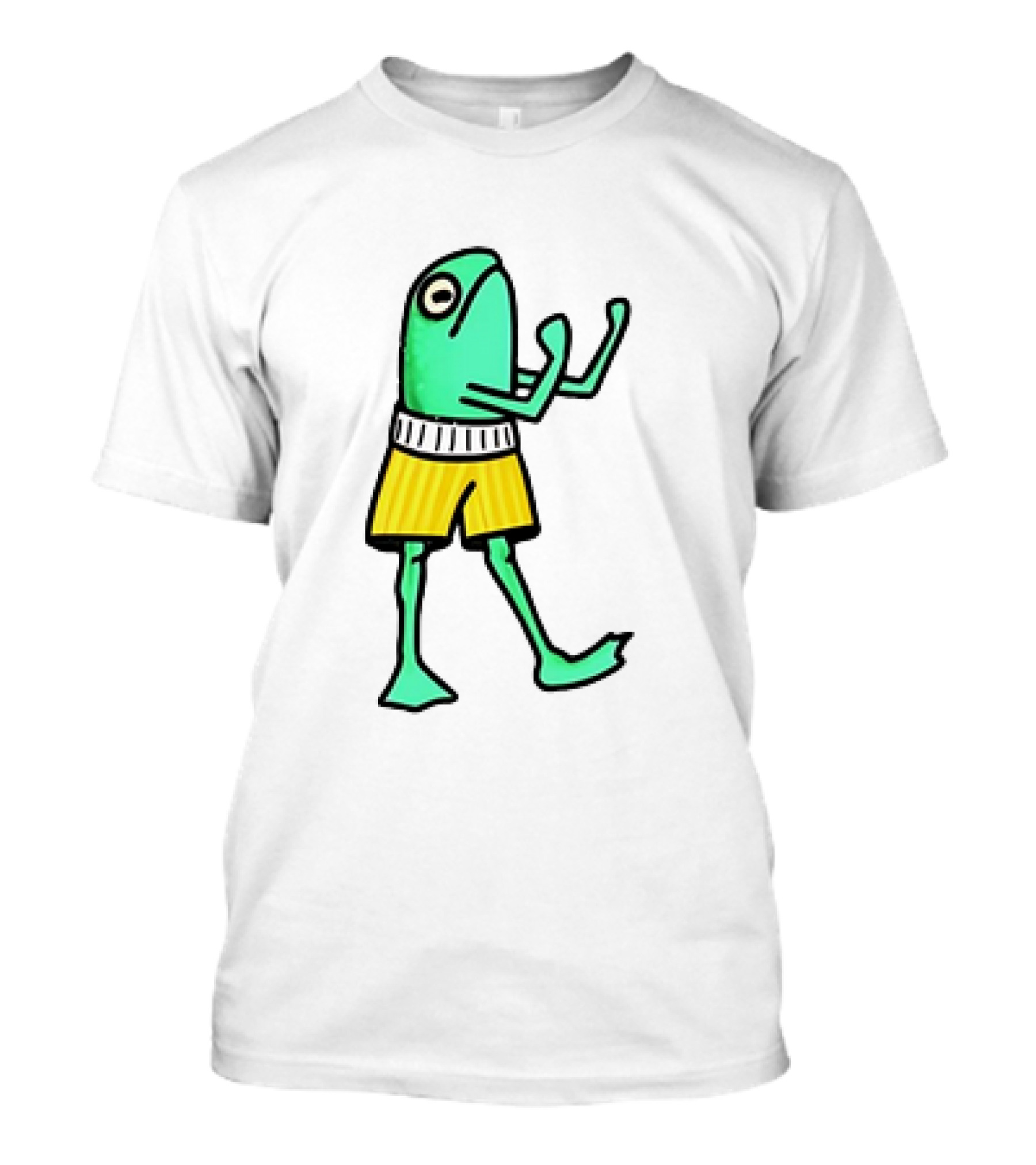 Frog Wearing Boxing Pose In Yellow Shorts T-Shirt