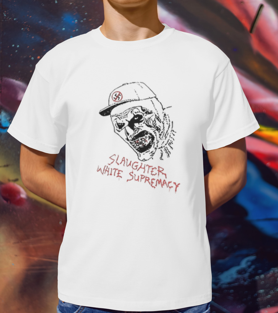 Slaughter White Supremacy Zombie Face Anti-Swastika Cap T-Shirt