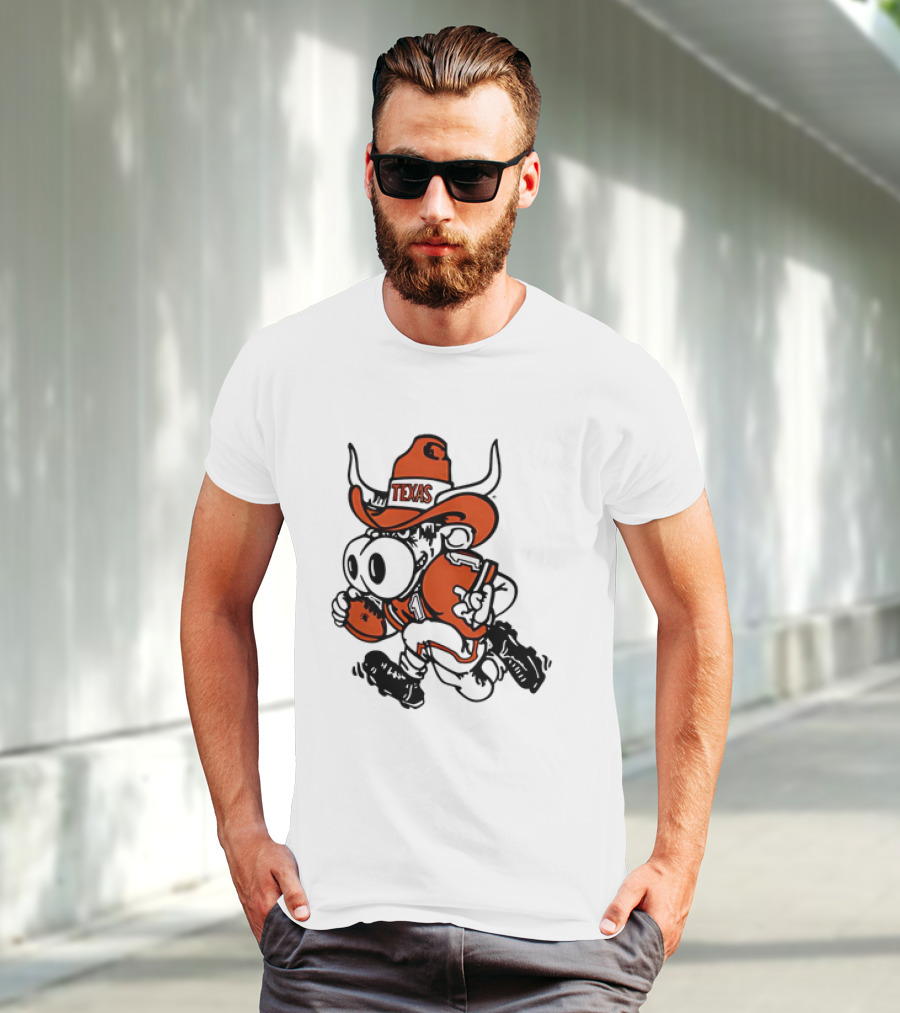 Bevo Texas Longhorn Football Mascot Running Cowboy Hat T-Shirt
