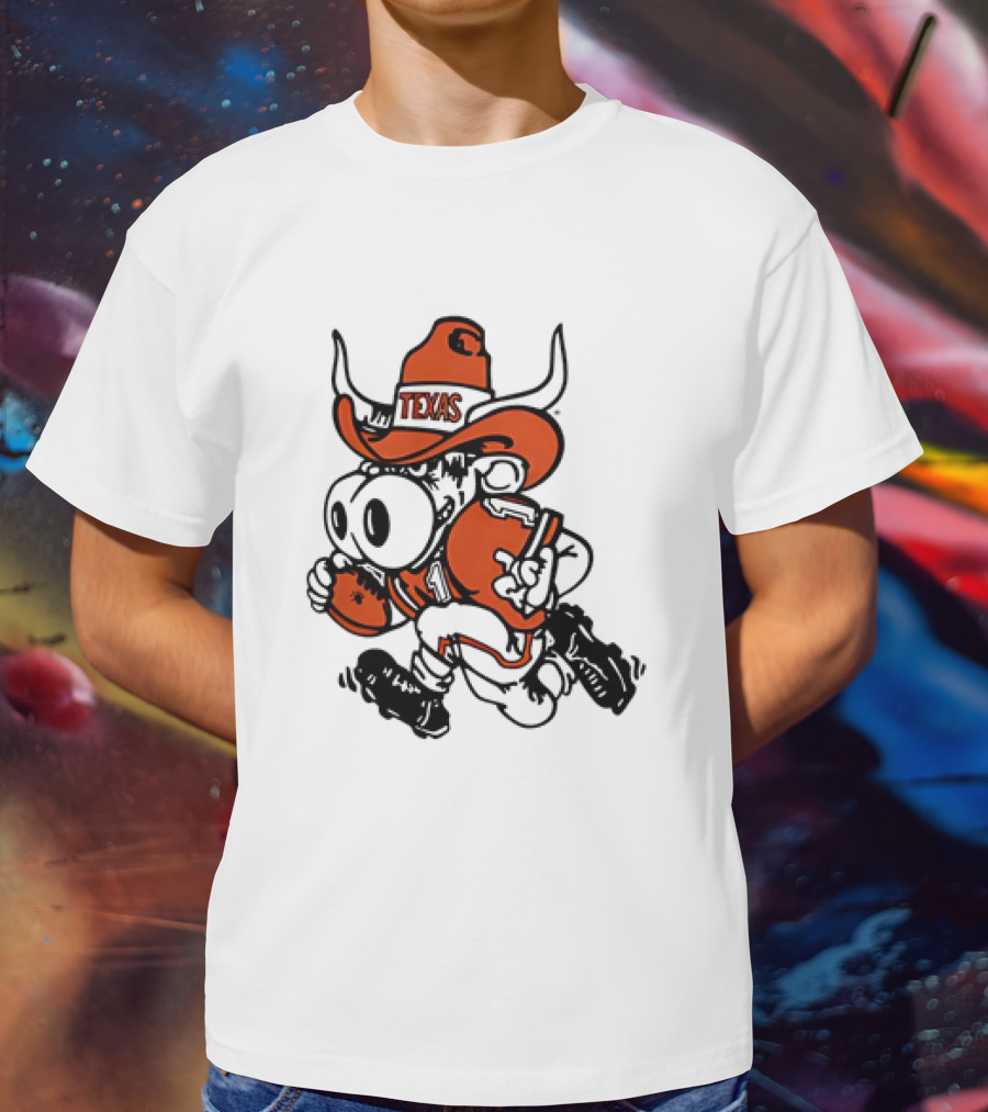 Bevo Texas Longhorn Football Mascot Running Cowboy Hat T-Shirt