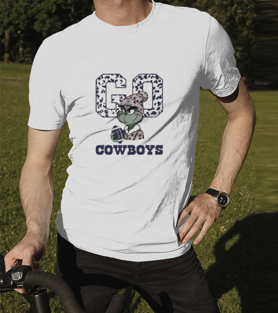 Grinch Leopard Go Cowboys Football Christmas Dallas Cowboys T-Shirt