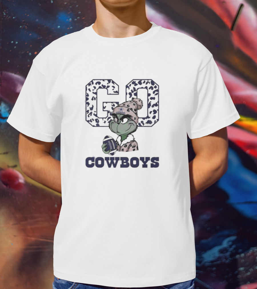 Grinch Leopard Go Cowboys Football Christmas Dallas Cowboys T-Shirt