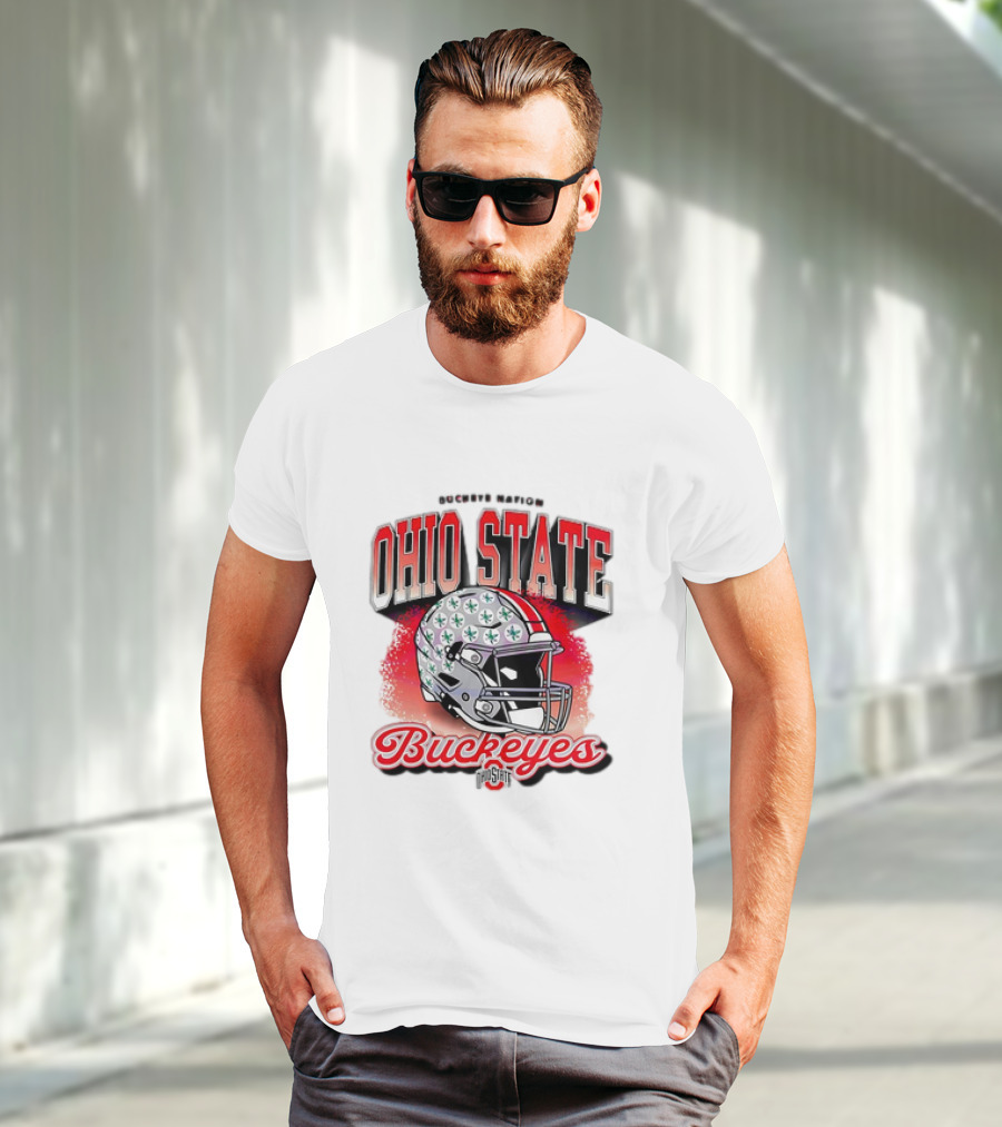 Ohio State Buckeyes Helmet Buckeye Nation Football T-Shirt