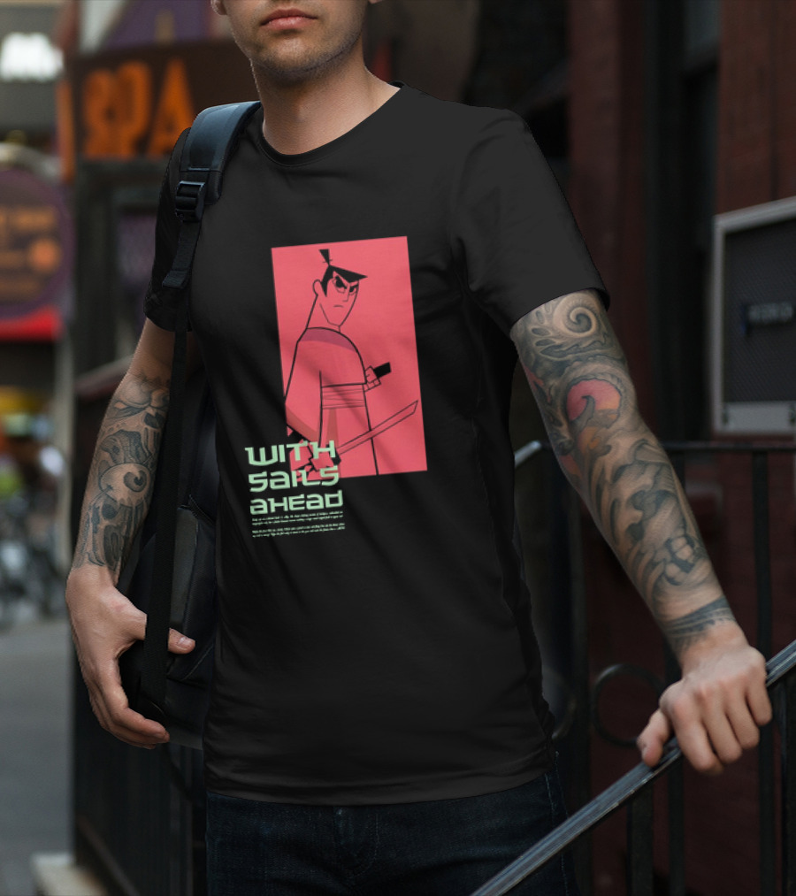 Samurai Jack With Sails Ahead Retro Style Fan T-Shirt