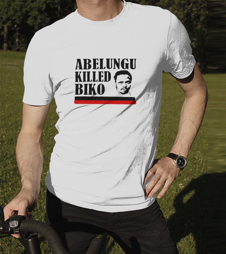 Abelungu Killed Biko Activist Portrait With Black And Red Lines T-Shirt
