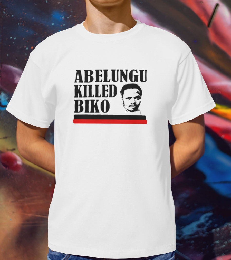 Abelungu Killed Biko Activist Portrait With Black And Red Lines T-Shirt