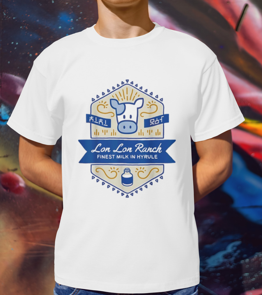 Lon Lon Ranch Cow Emblem Finest Milk In Hyrule Badge Hylian Text T-Shirt