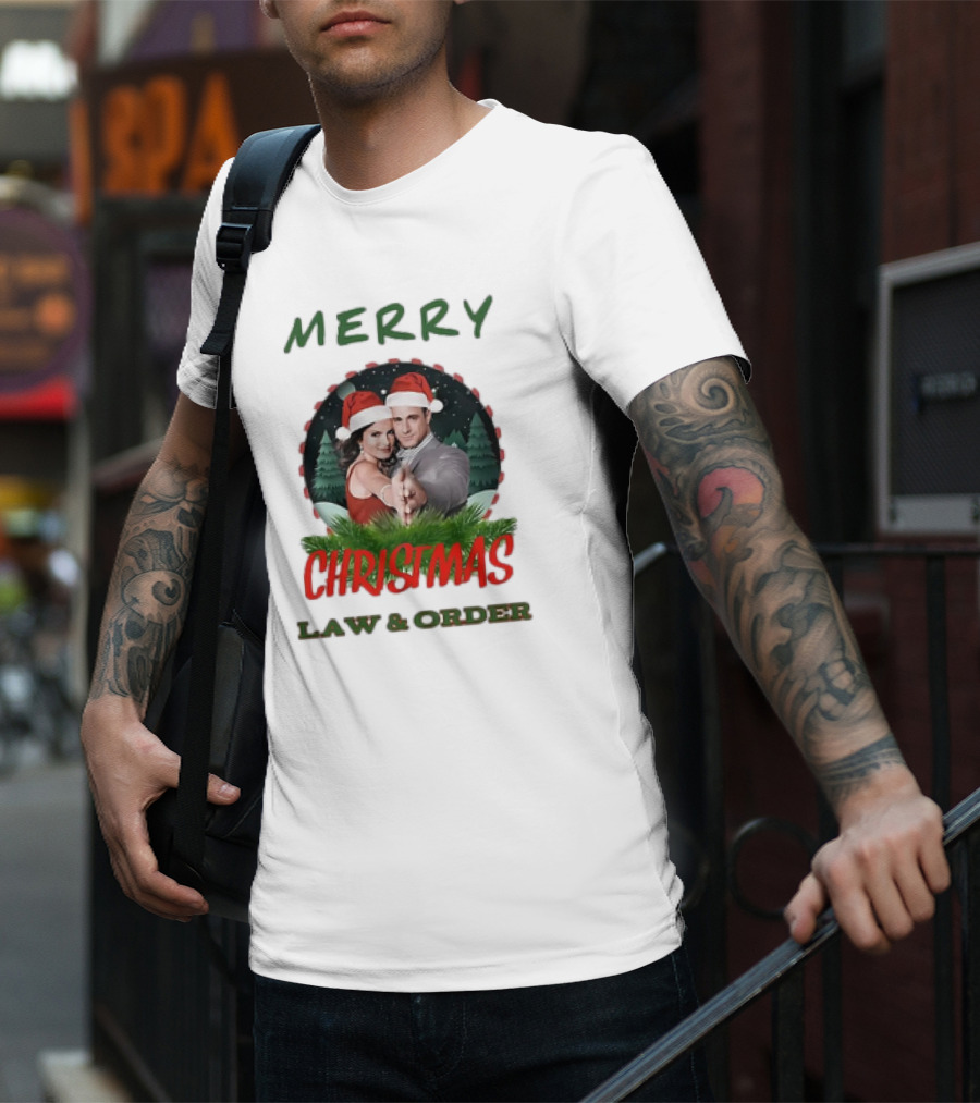 Merry Christmas Law And Order Santa Hats Holiday T-Shirt