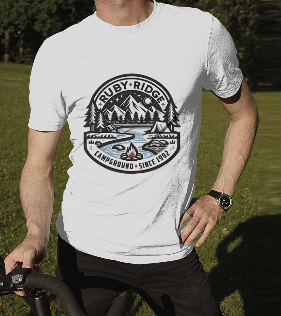 Ruby Ridge Campground Scenic Mountains And Campfire Since 1992 T-Shirt