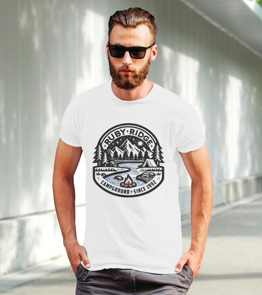 Ruby Ridge Campground Scenic Mountains And Campfire Since 1992 T-Shirt