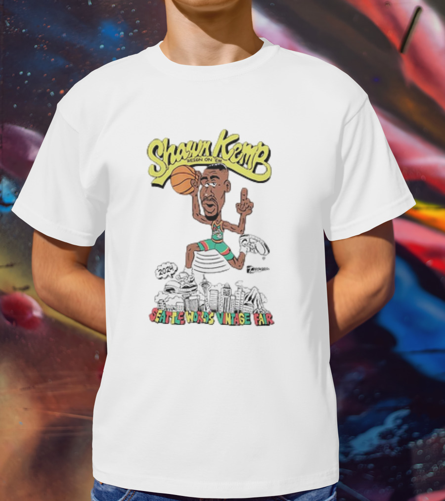 Shawn Kemp Seattle World's Vintage Fair Iconic Basketball T-Shirt