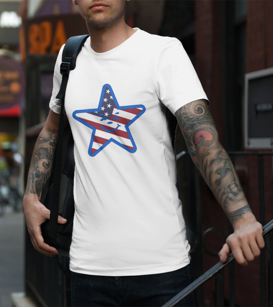 Usa Star Babbitt Revived Patriotic Smiling Star With American Flag T-Shirt
