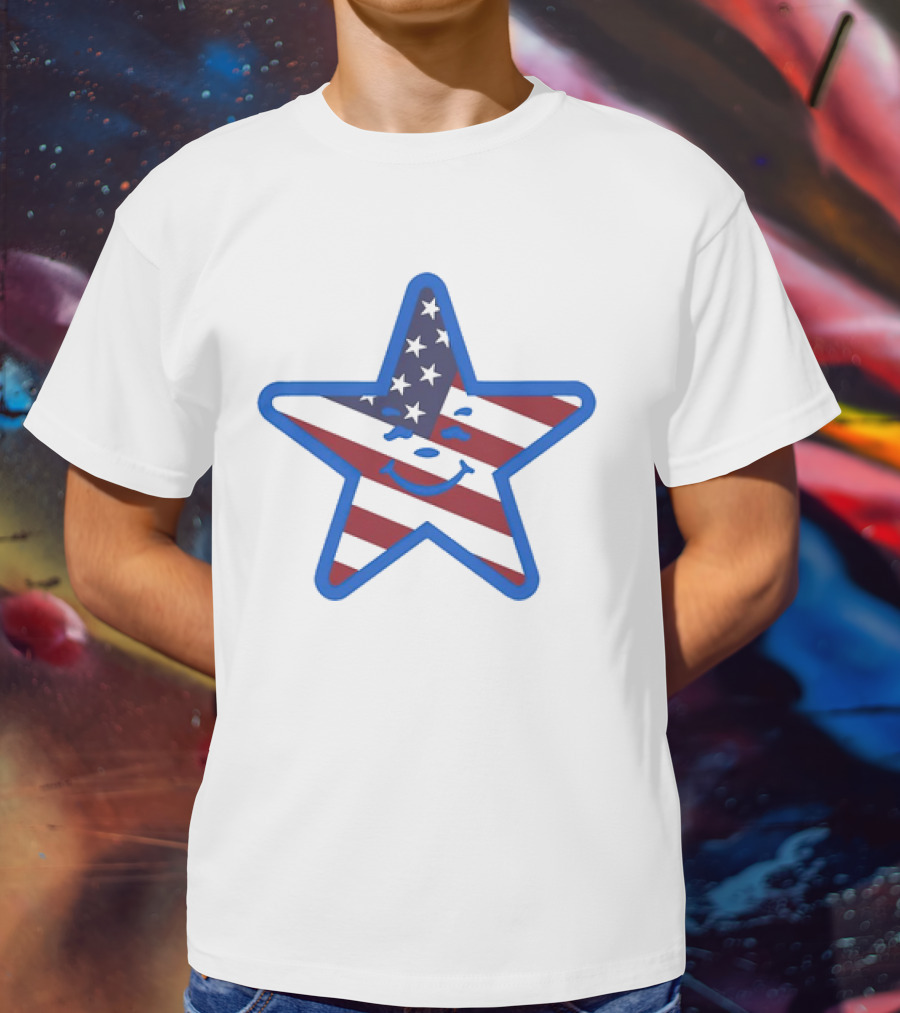 Usa Star Babbitt Revived Patriotic Smiling Star With American Flag T-Shirt