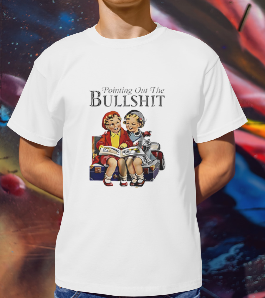 Pointing Out The Bullshit Vintage Comic Style Kids Reading Book T-Shirt