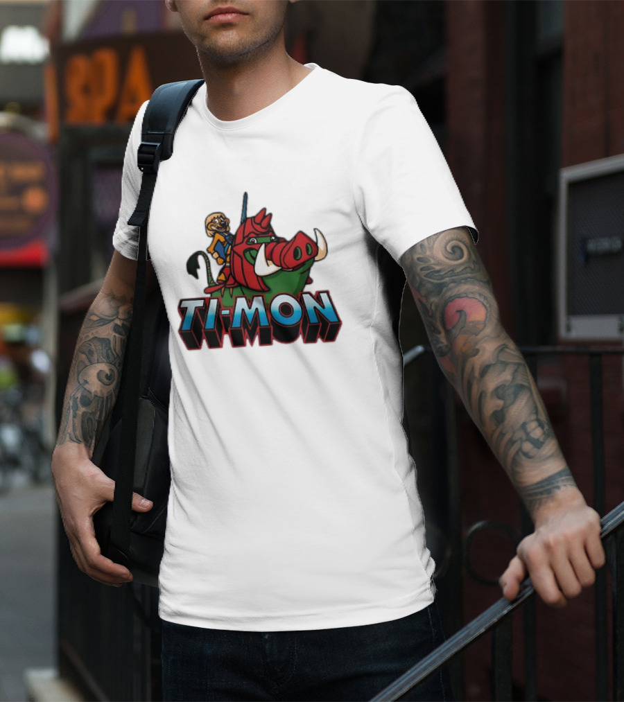 Ti-Mon Timon Riding He-Man Battle Cat Style Pumbaa T-Shirt