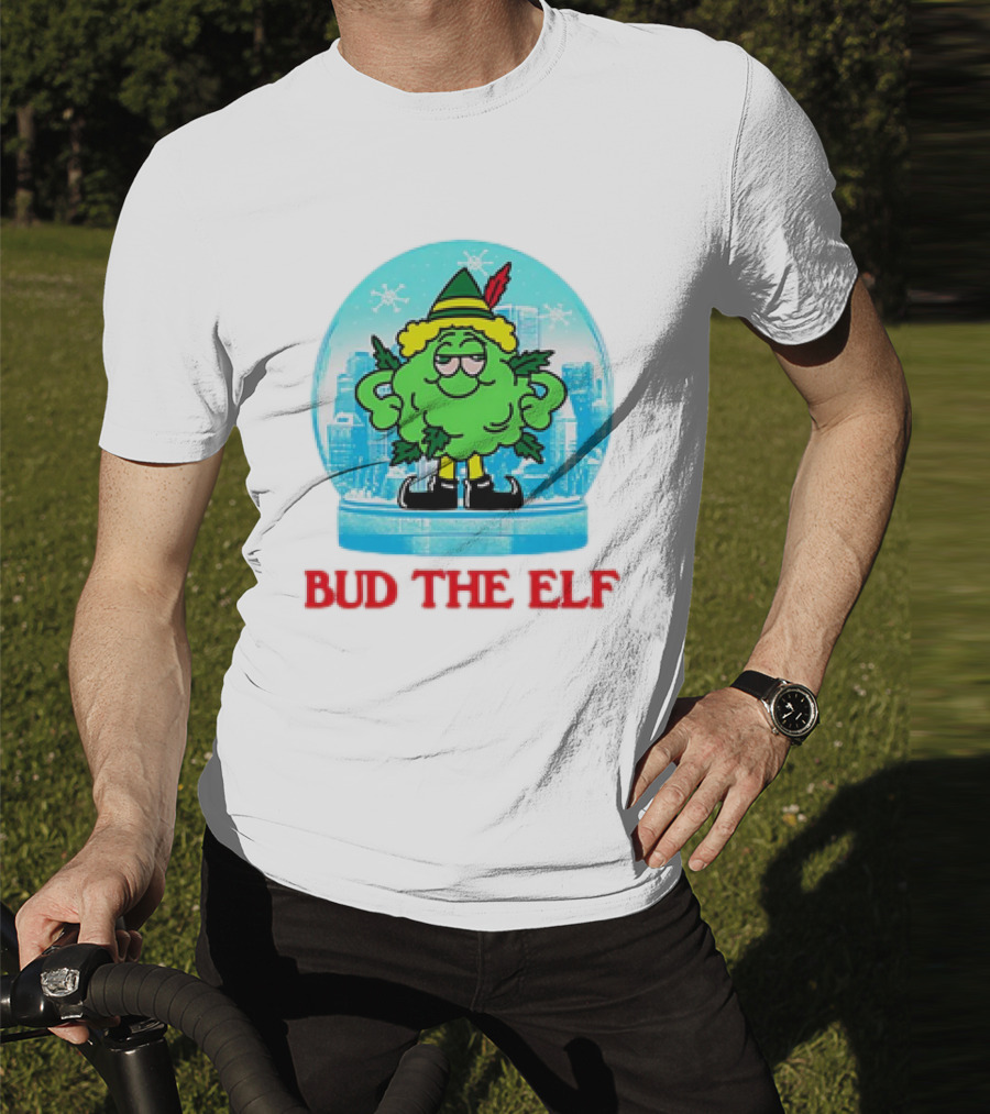 Bud The Elf Christmas Snow Globe Scene T-Shirt