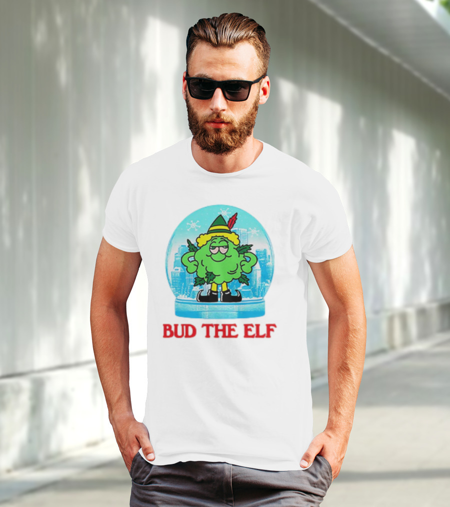 Bud The Elf Christmas Snow Globe Scene T-Shirt