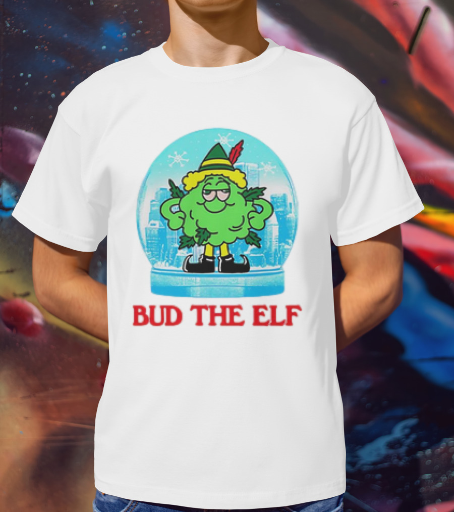 Bud The Elf Christmas Snow Globe Scene T-Shirt