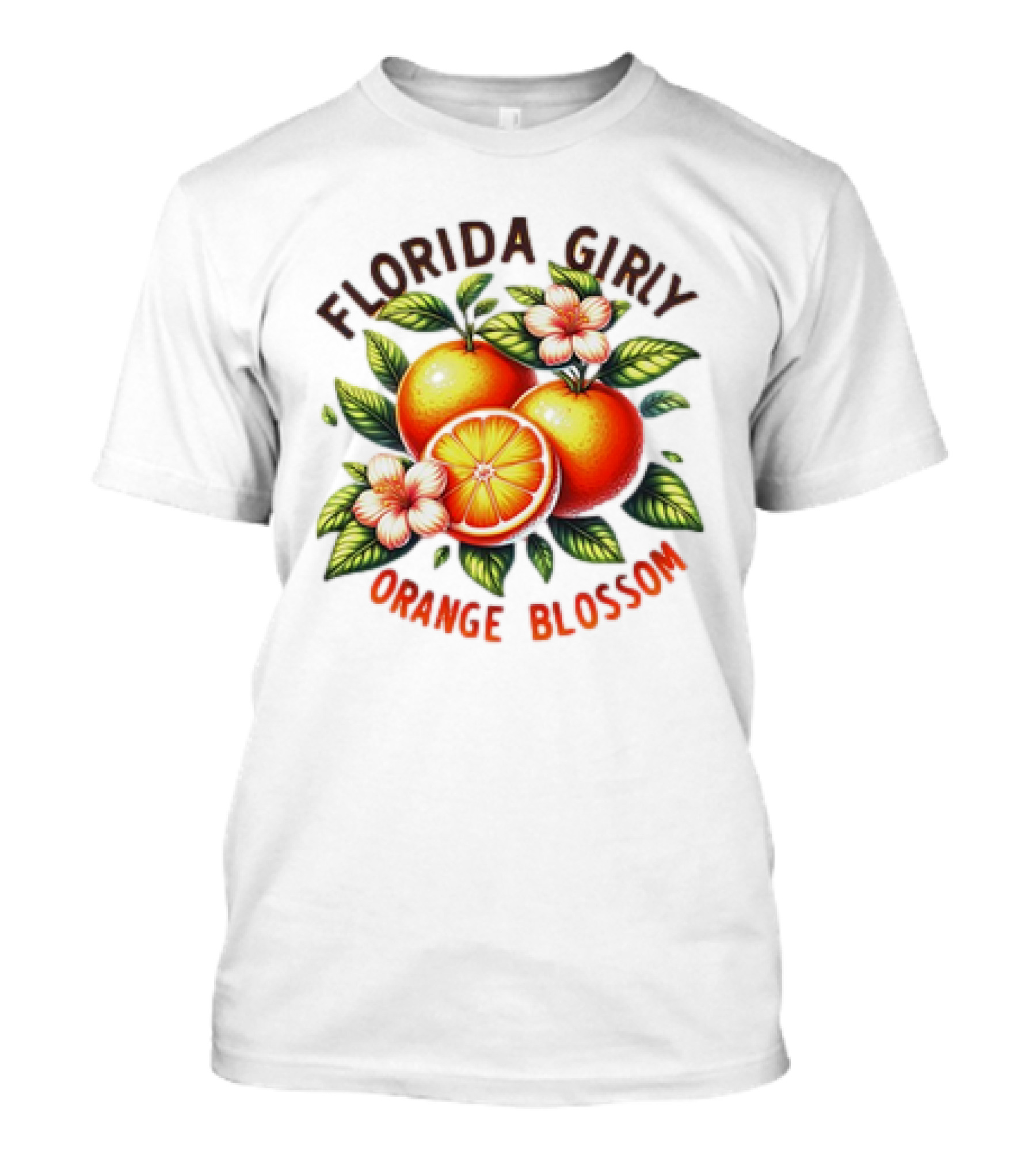 Florida Girly Orange Blossom Vintage Citrus Floral Retro T-Shirt