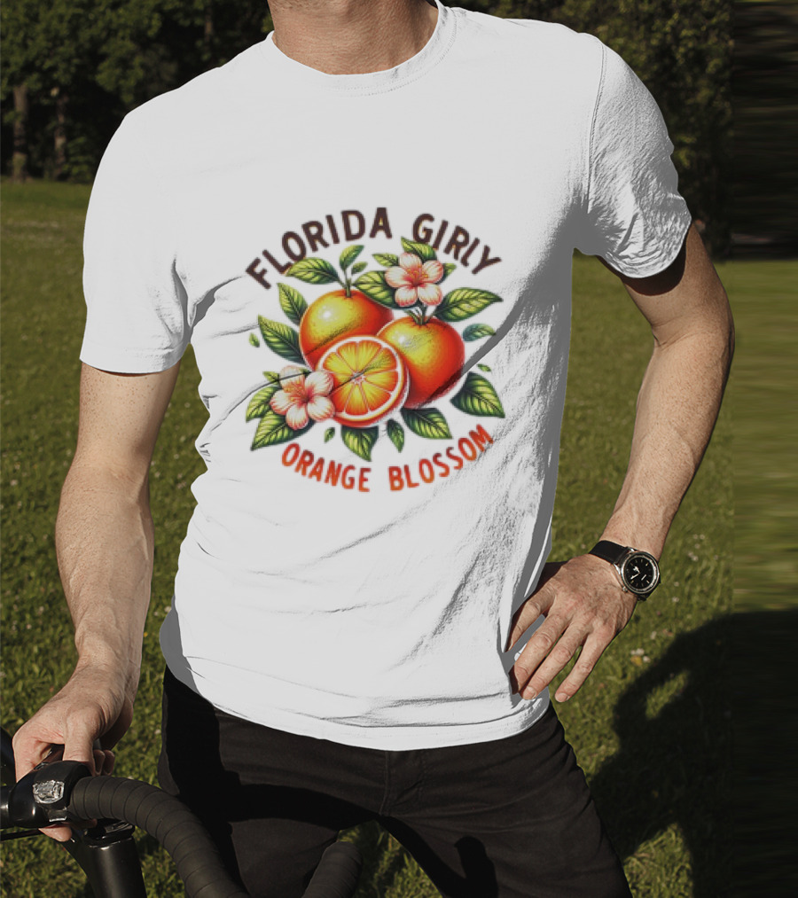 Florida Girly Orange Blossom Vintage Citrus Floral Retro T-Shirt