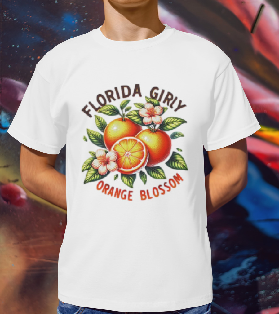 Florida Girly Orange Blossom Vintage Citrus Floral Retro T-Shirt