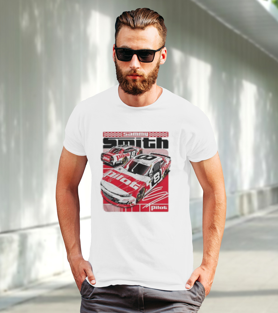 Sammy Smith #8 Pilot Racing Car JR Motorsports Red And White T-Shirt
