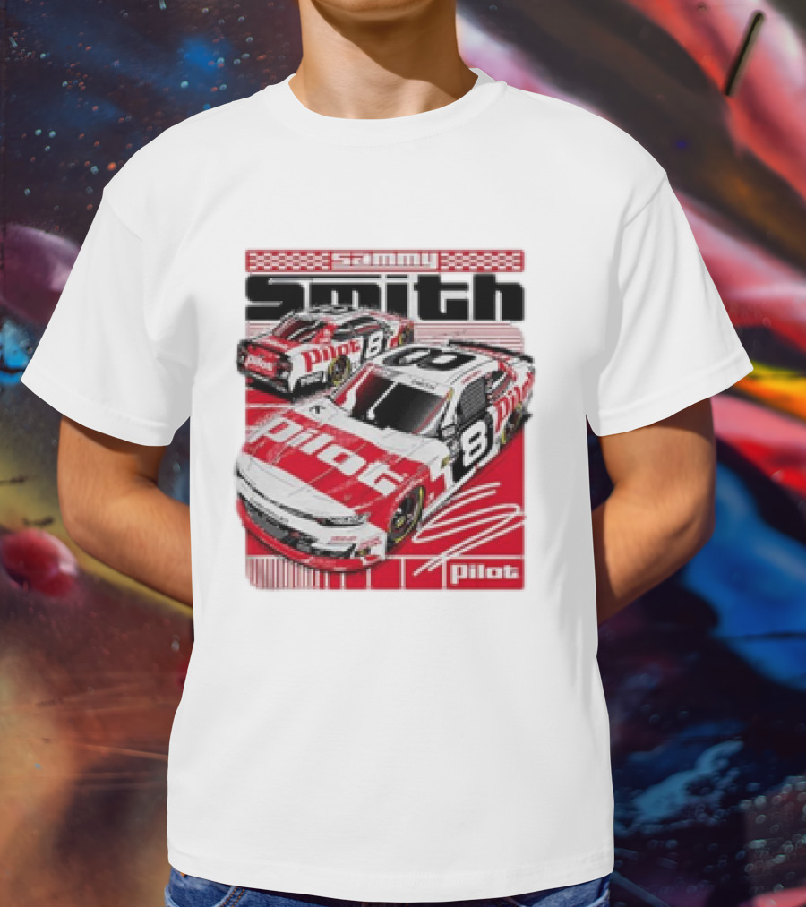 Sammy Smith #8 Pilot Racing Car JR Motorsports Red And White T-Shirt