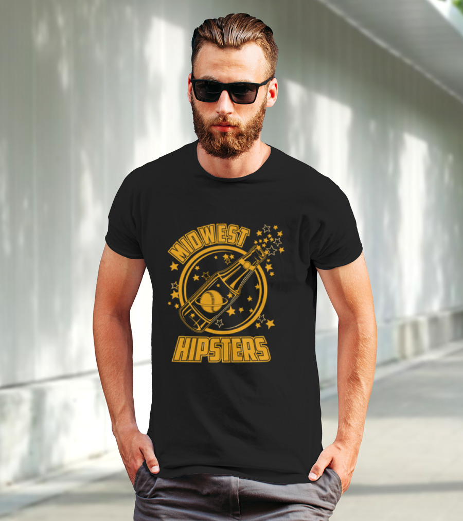 Midwest Hipsters Bottle With Stars And Rings T-Shirt