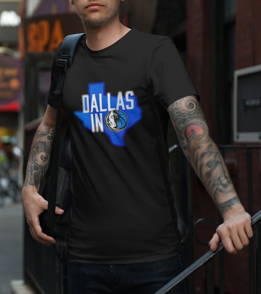 Dallas Mavericks Logo Texas Map Background DALLAS IN T-Shirt