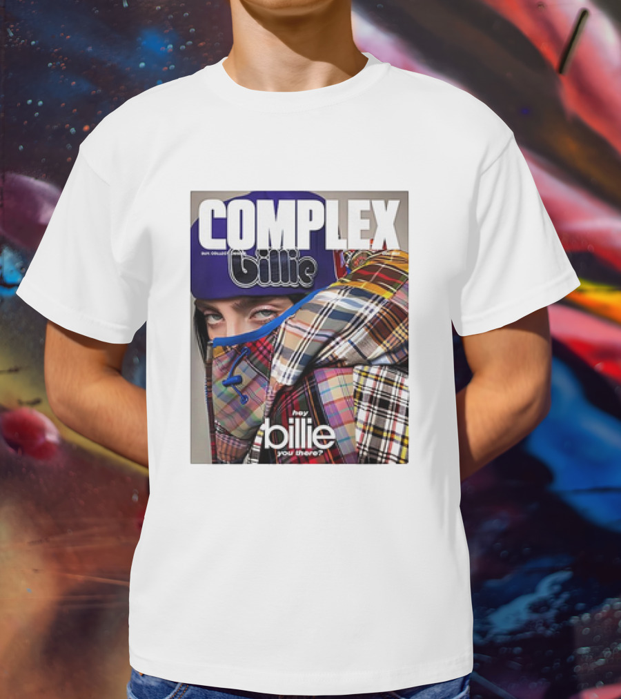 Complex Magazine Cover Billie Eilish Hey Billie You There Plaid Patchwork T-Shirt