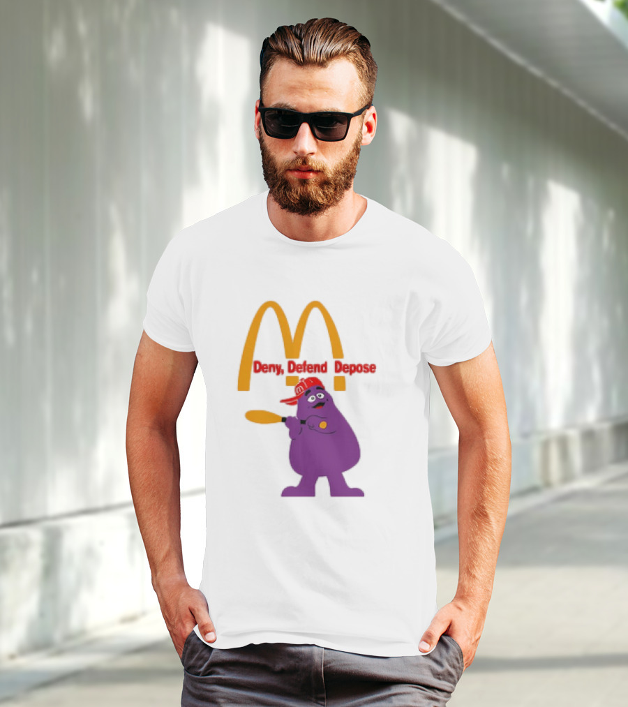 Grimace Baseball Bat Deny Defend Depose McDonald's Mascot T-Shirt