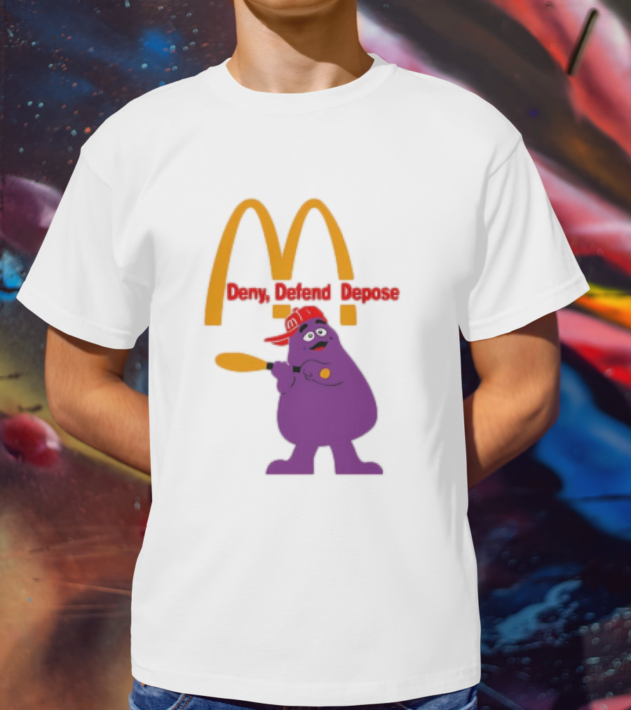 Grimace Baseball Bat Deny Defend Depose McDonald's Mascot T-Shirt