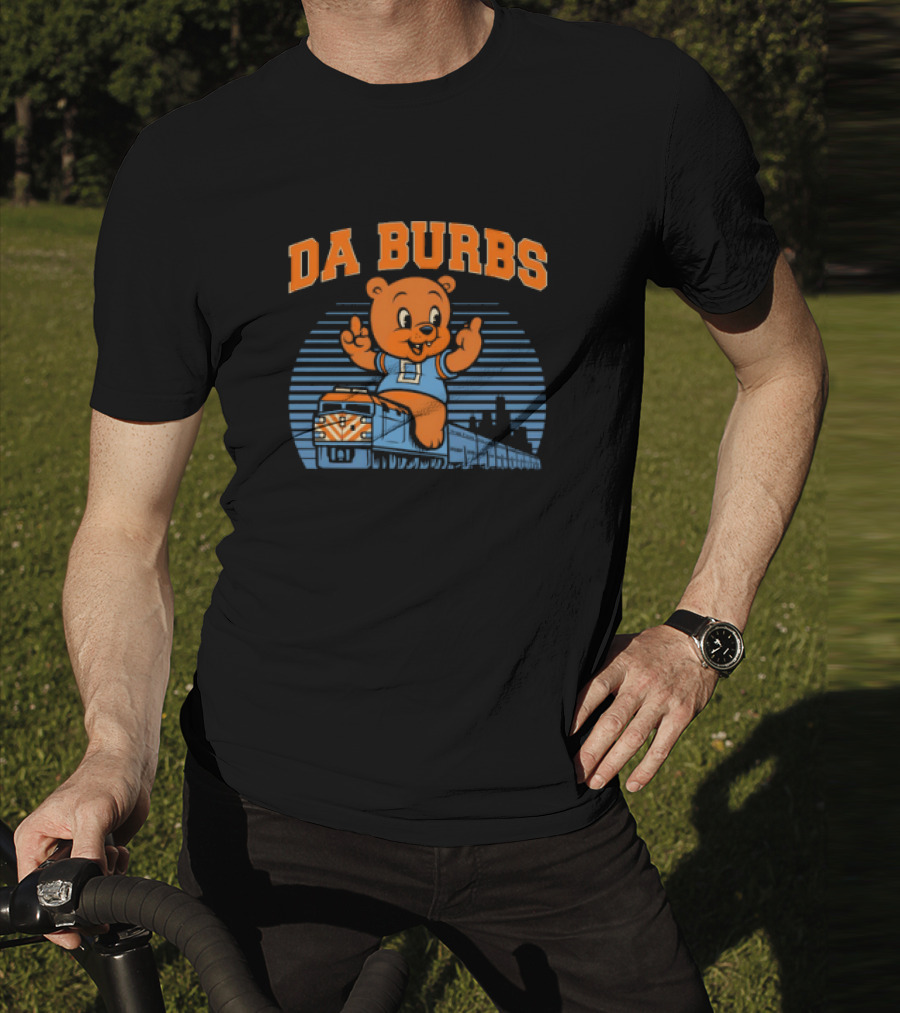 Da Burbs Train Chicago Bears Football Bear With Train Scene T-Shirt
