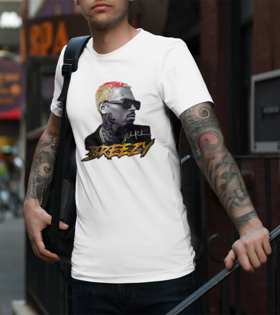 Breezy Chris Brown Signature Style With Sunglasses And Blonde Hair T-Shirt