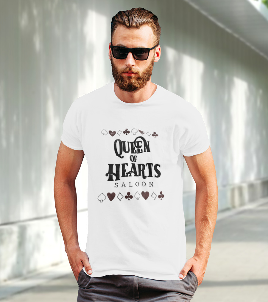 Queen Of Hearts Saloon Playing Card Symbols T-Shirt