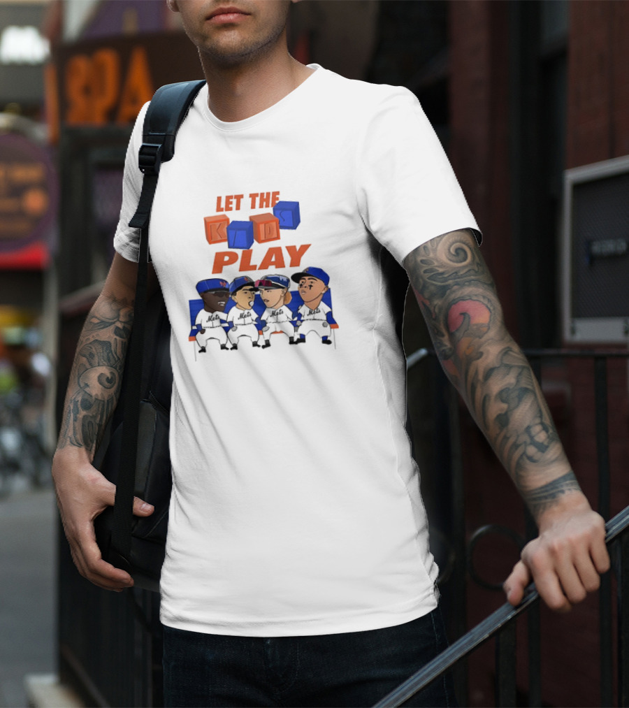 Let The Kids Play Mets Cartoon Baseball Team Fans T-Shirt