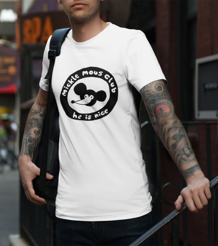 Mickle Mous Club He Is Nice Black And White Circle T-Shirt