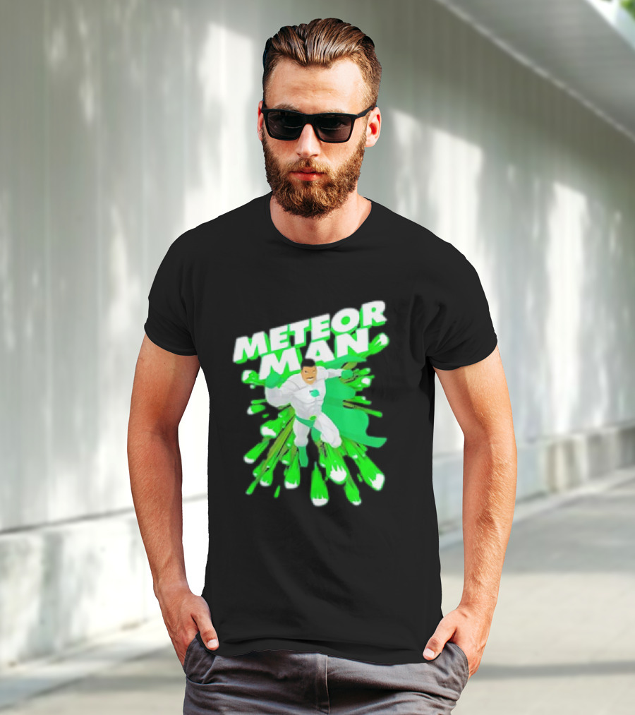 Meteor Man Heroic Pose With Green Comet Effect T-Shirt