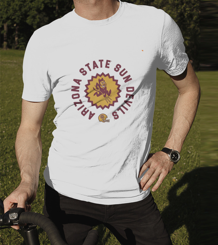 Arizona State Sun Devils Football Sunburst Sparky Helmet T-Shirt