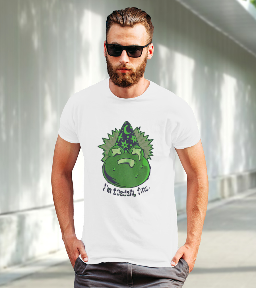 I'm Toadally Fine Vintage Green Toad Witch Hat Stars And Moon T-Shirt