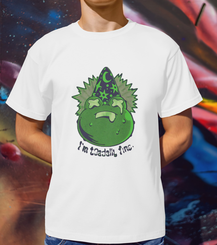 I'm Toadally Fine Vintage Green Toad Witch Hat Stars And Moon T-Shirt