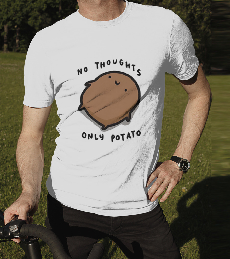 No Thoughts Only Potato Cute Cartoon Potato Character T-Shirt
